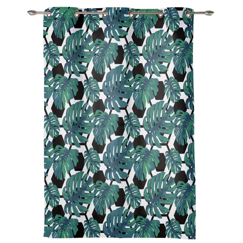 Современные оконные шторы для гостиной, тропические летние листья, зеленые шторы для детской спальни, кухонный декор, жалюзи, шторы