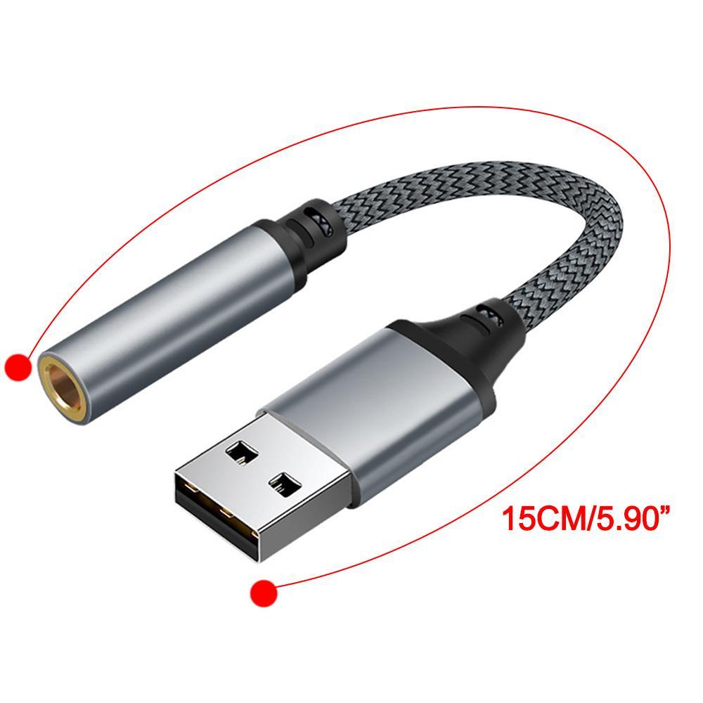 Адаптер USB на 3,5 мм аудиоразъем USB на 3,5 мм для гарнитуры/микрофона Адаптер USB на 3,5 мм Разъем Внешняя стерео звуковая карта 15 см