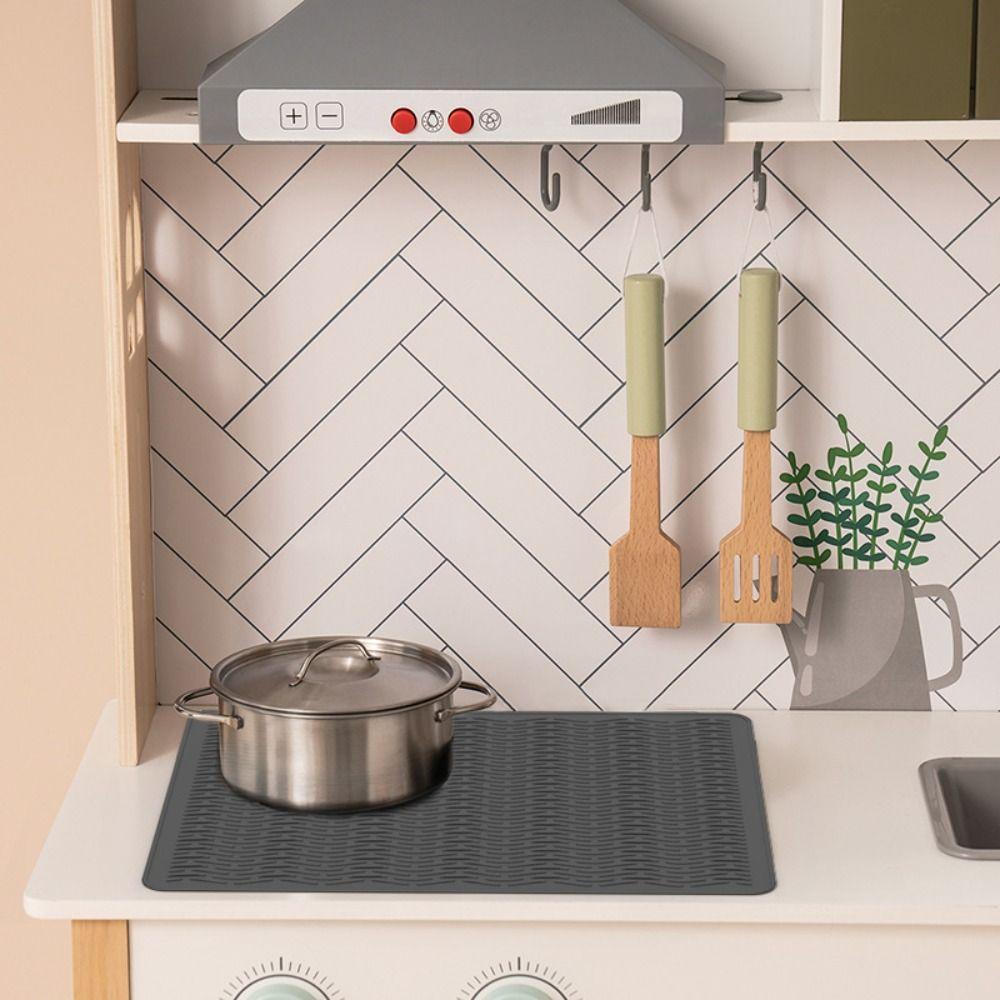 Non-slip Silicone Cooktop Mat Heat Resistant Tableware Pad Dustproof Dish Drainer Mat  Home