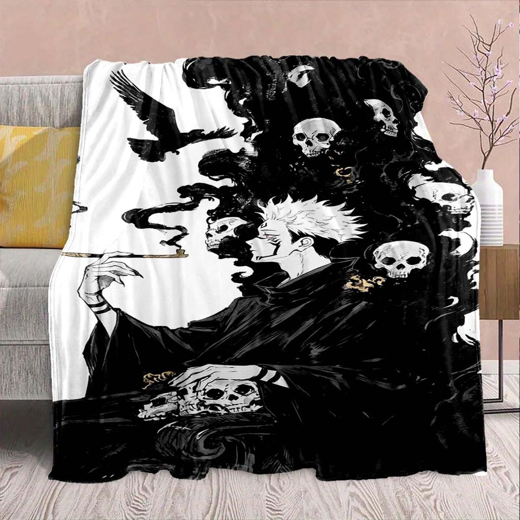 Jujutsu Kaisen Flannel Bed Blanket Warm Cozy Soft Throw Lightweight Sofa Home Decor -QJY