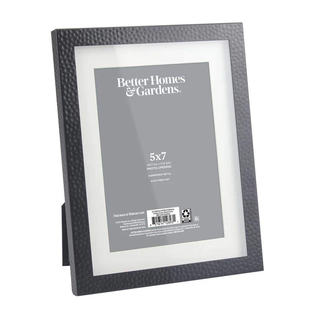 Stylish Black Hammered Metal Tabletop Picture Frame 7x9 Matted 5x7 Photos Decorative Gift Versatile Home Accent
