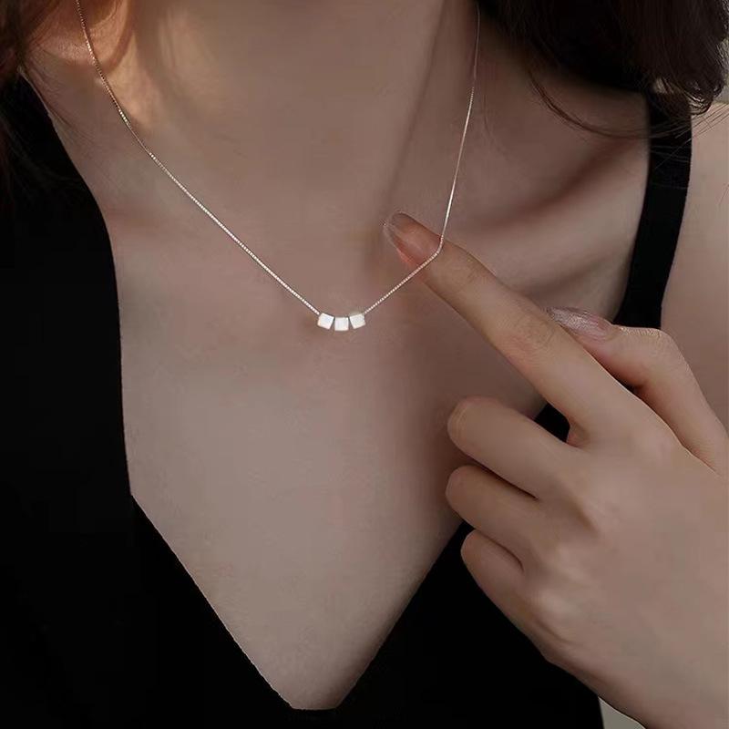 Простое ожерелье ручной работы с геометрическим квадратом, женское ожерелье из стерлингового серебра в стиле холодного хип-хопа, высокое чувство