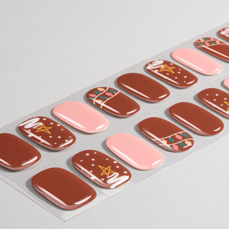 New Trends Christmas Fully Cured Gel Nail Stickers Easy Apply Nail Stickers Uv Free Gel