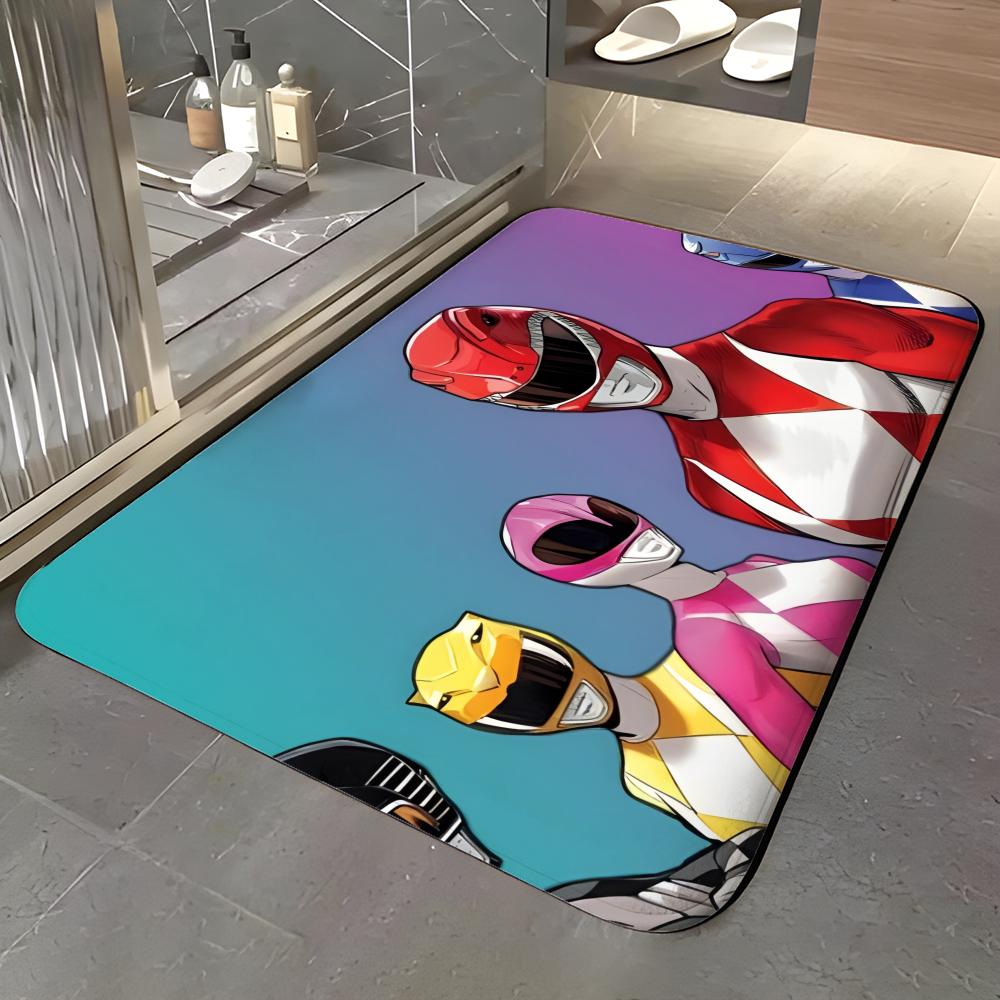 TV Series - P-Power R-Rangers Floor Mat Soft Flannel Entrance Door Mat Non Slip Absorbent Bathroom Bedroom Floor Rug