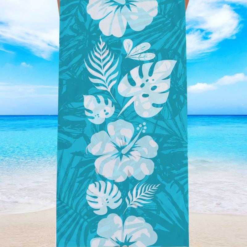 Hibiscus Monstera Palm Leaf Beach Towel Quick Dry Sand Free Hawaiian Towel Tropical Leaf Print Summer Beach Pool Travel