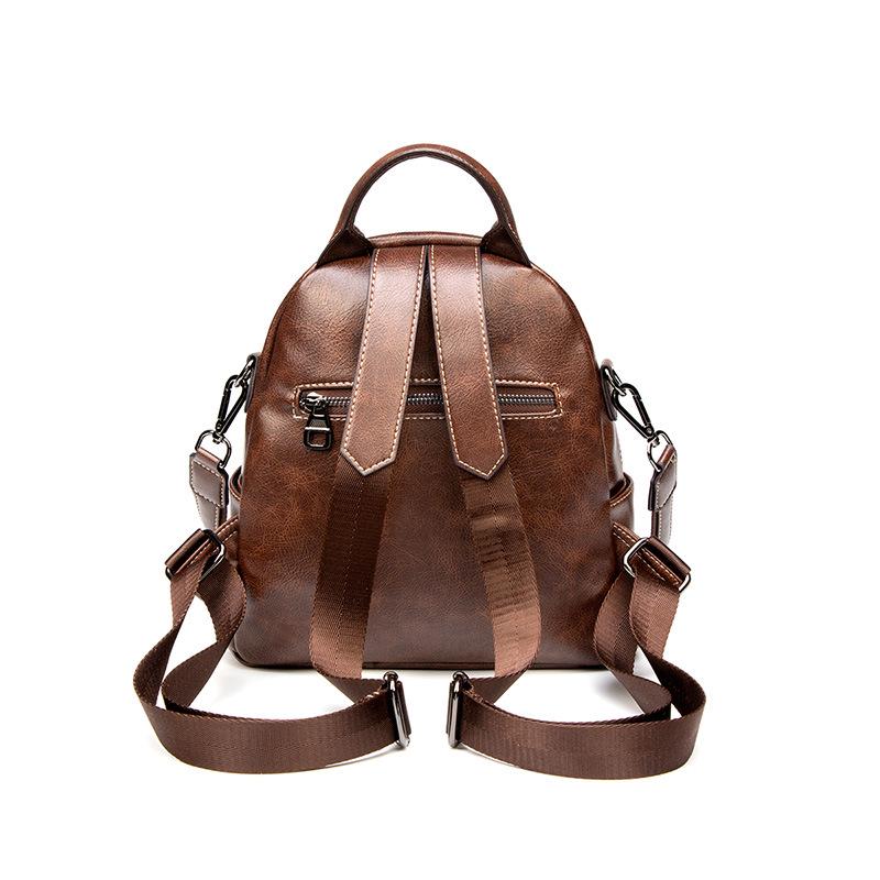 Backpack Women Retro Soft Leather Small Backpack Bag Women Easy To Take Travel Bag Anti-theft Leisure Mommy Bag