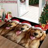 Doormat, 2D Flat Three Golden Retrievers Wearing Santa Hats Pattern Doormat, Christmas Decorative Welcome Mat, Absorbent Bathroom Foot Mat, Lightweigh