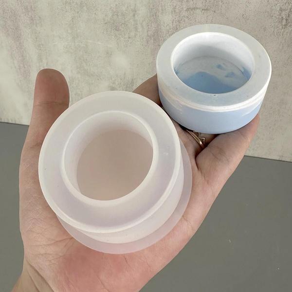 Round Candle Holder Silicone Mold Cement Candlestick Mould DIY Plaster Epoxy Resin Handicraft Molds Home Dinner Decor