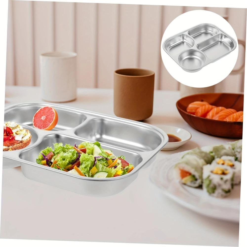 Поднос для школьной еды с 4/5 отделениями, нержавеющая сталь 304, тарелка для школьной столовой
