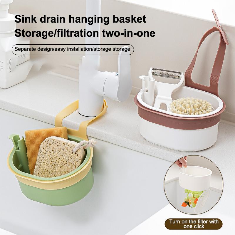Two-In-One Sink Hanging Strainer Basket Openable Bottom Cover Detachable Kitchen Garbage Filter Multifunctional Quickly Drain