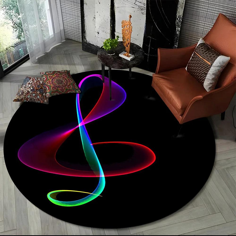 3D Музыкальная нота Искусство Пианино Круглый ковер для гостиной, спальни, детской игровой комнаты, декор для стула, коврик для питомцев, нескользящий коврик для пола