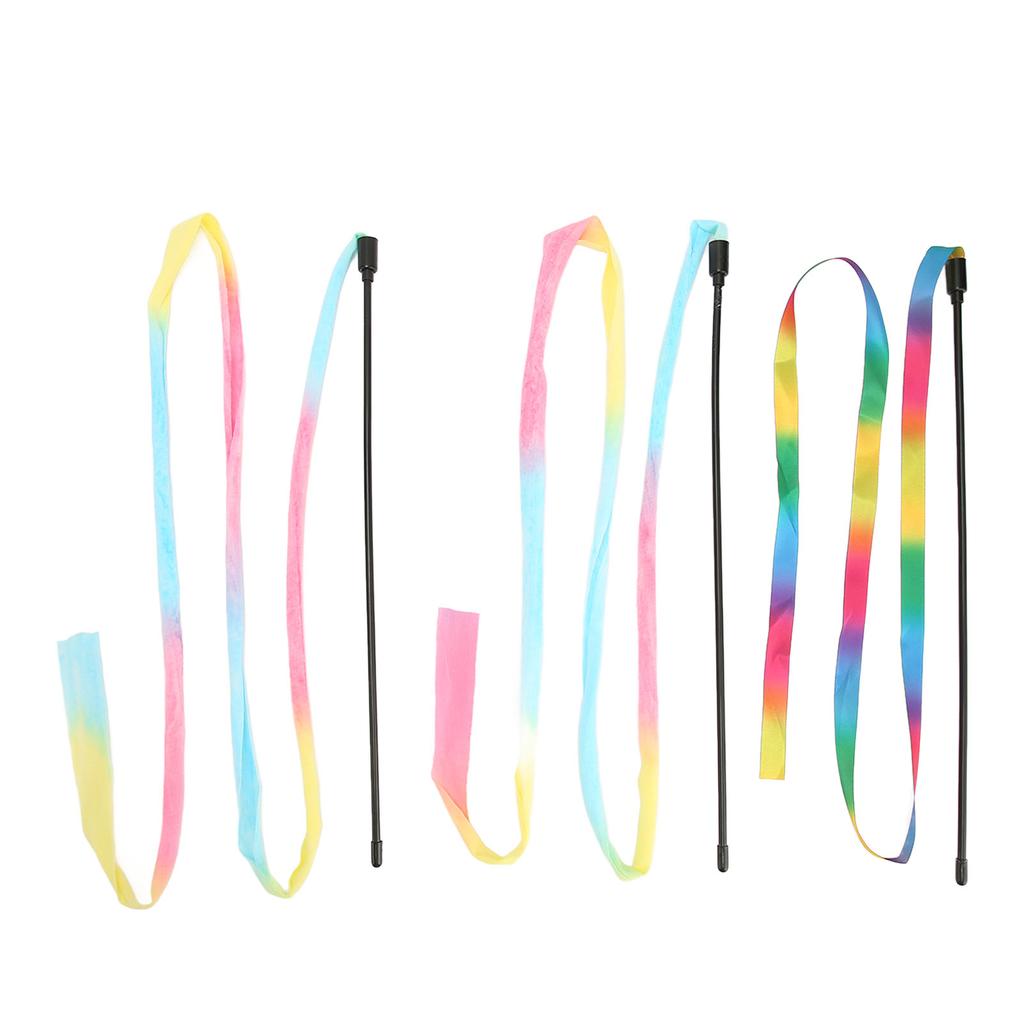 Ленточная кошачья палочка Разноцветная игрушка для снятия скуки Смешная интерактивная игрушка-палочка с лентой для котят 3 шт.