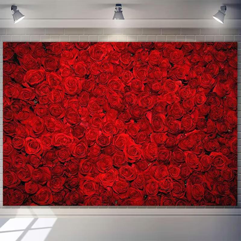 2D Red Rose Wall Backdrop Valentine’s Day & Wedding Photo Booth Background
