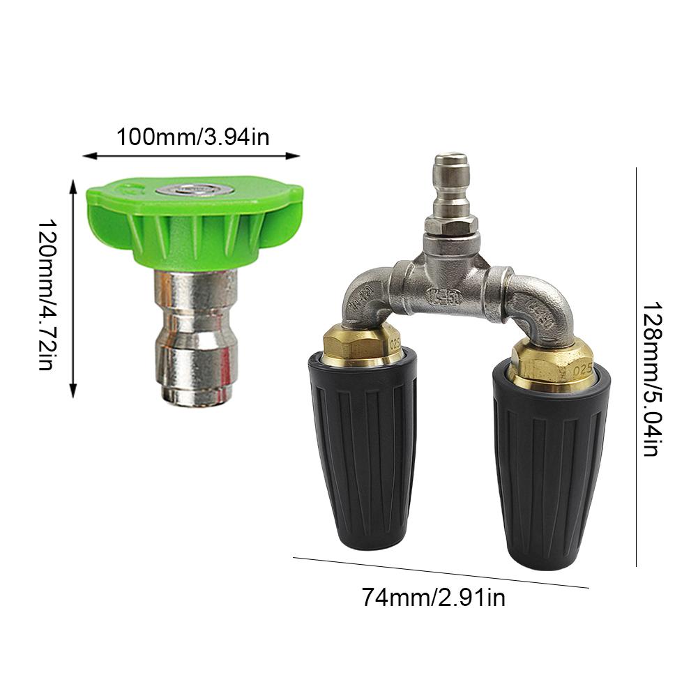 High Pressure Washer Replacement Nozzle Spray Tip 1/4 Quick Connect + 5 Washer Tips Rotating Jet Nozzle 4000 PSI Stainless Steel