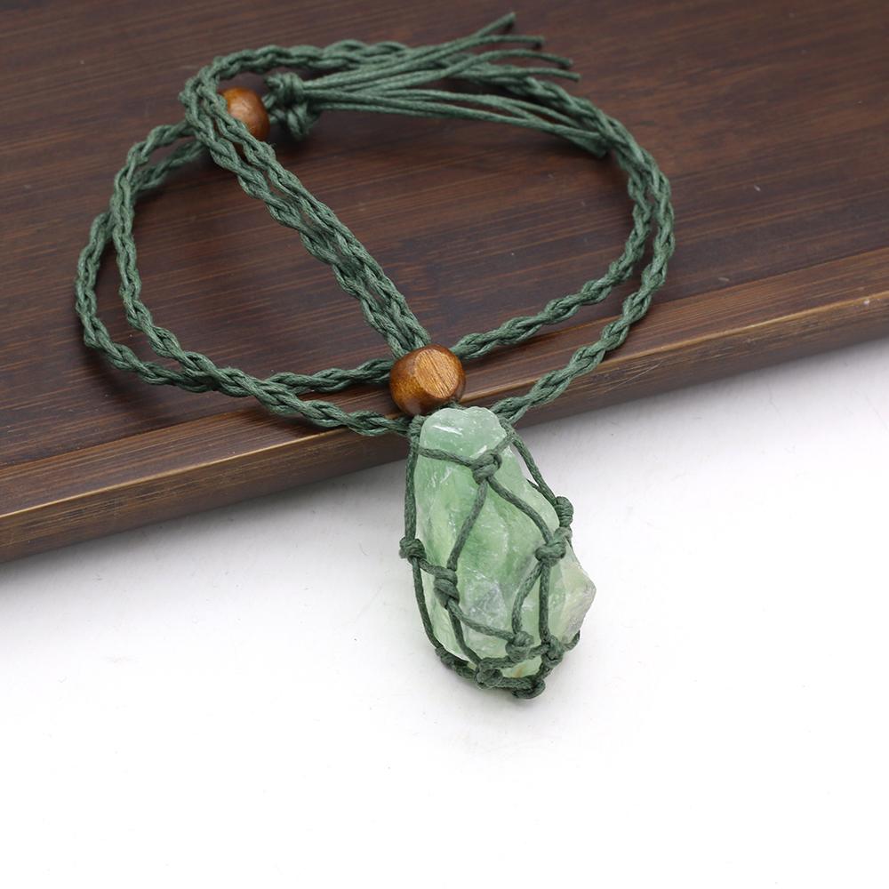 Женское ожерелье натуральный оригинальный камень сетчатый пакет нерегулярный кулон плетеная веревка подвески унисекс любовь романтическая подарочная цепочка 50 см