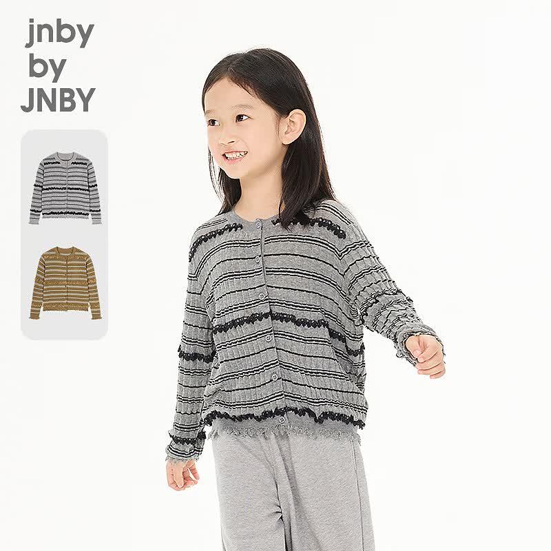 Полосатый вязаный кардиган для девочек JNBY
