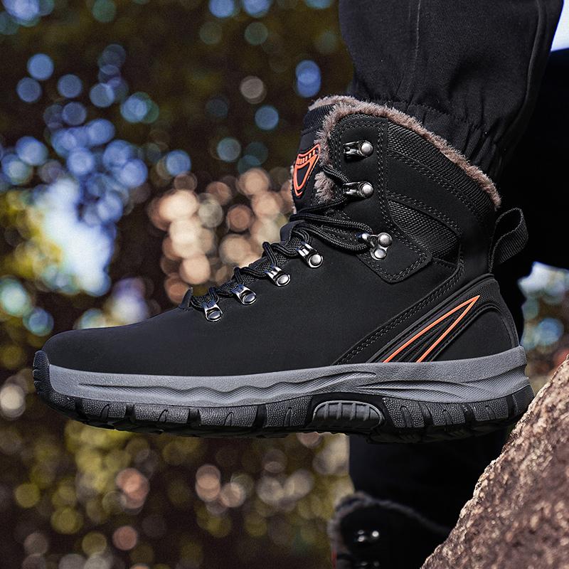 Уличные нескользящие мужские зимние ботинки 2024 года, утолщенные теплые мужские повседневные ботинки, зимние походные ботинки, большие размеры, водонепроницаемые ботинки из бархата