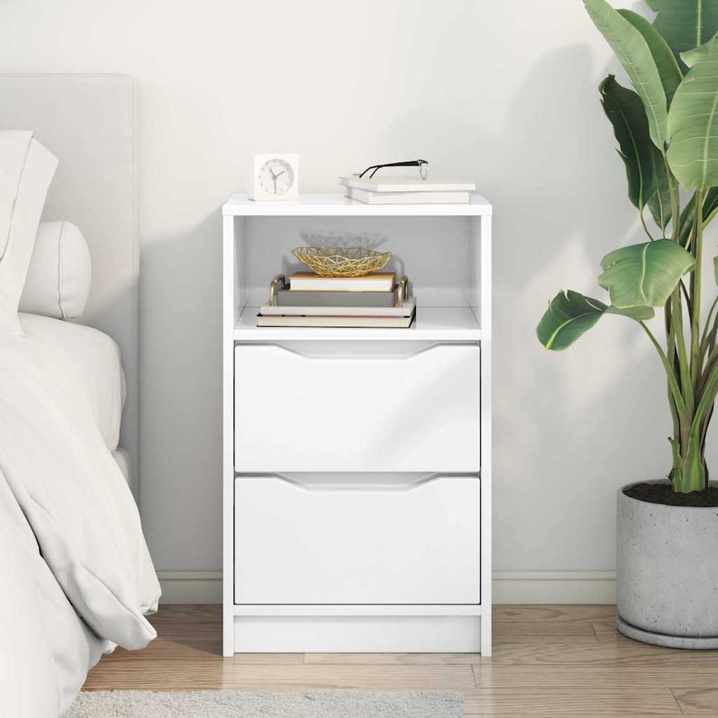 Nightstand High Gloss White 40 x 30 x 67 cm Engineered Wood