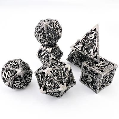 Набор полых металлических игровых костей DND, многогранные игральные кости, 7 шт., для настольных ролевых игр, игральные кости