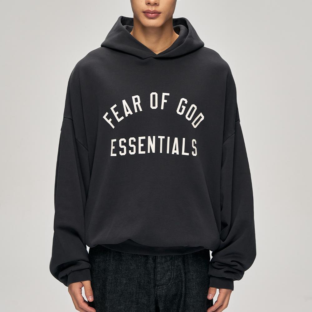 Fear of God Essentials Худи в стиле Varsity 90-х Винтажное черное Мужские Топы 192AS256571F