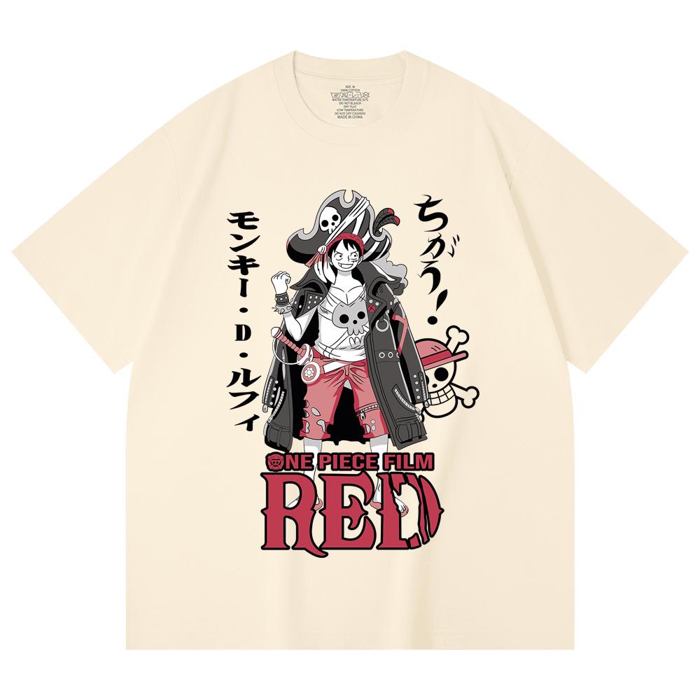 230 г/м² 100% хлопок Цельный V79 Luffy Film Red Принт Унисекс Тяжелая хлопковая футболка