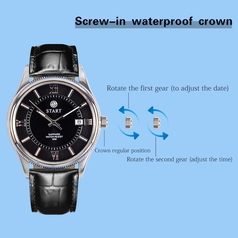 Start Модные мужские часы, швейцарские импортные кварцевые мужские часы со светящимся римским циферблатом и функцией даты