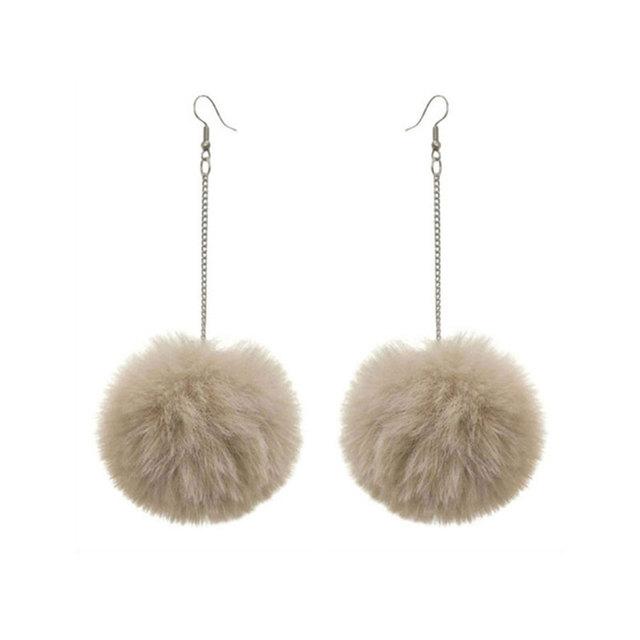 New Big Pompom Drop Earrings Fashion Soft Rabbit Fur Ball Pompom Pendant Long Dangle Earrings For Women Girl Party Gifts