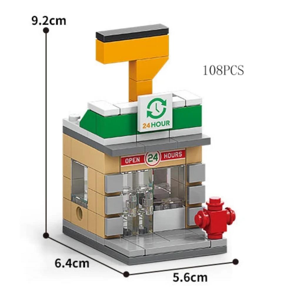 Мини-магазин, наборы для просмотра улиц, модельные строительные блоки, гамбургер, ресторан, розничный магазин, креативная архитектура, друг, город для девочек