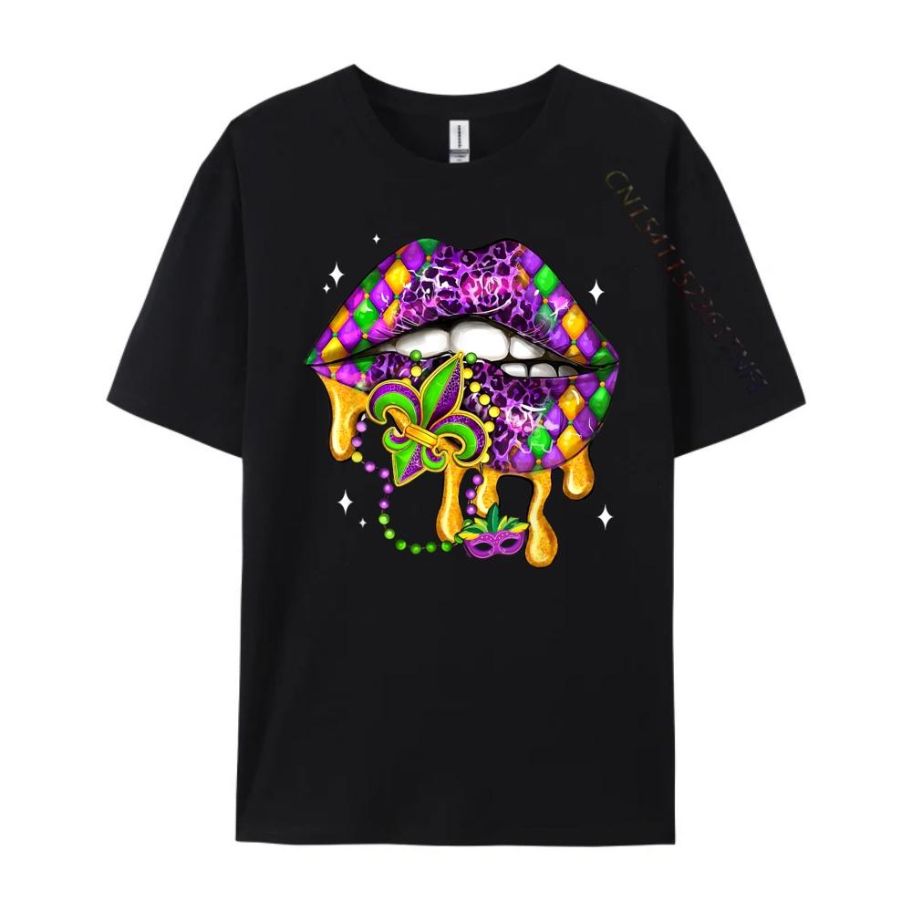 Mardi Gras Lip Women Costume Funny for Women Girl Funny T Shirts Men Original Mens TShirts Normal