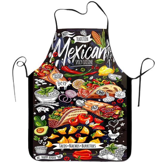 Cooking Apron Sleeveless Comfortable Wearing Clear And Real Image Reusable Anti-stain Waterproof Polyester Pizza Pattern Kitchen Apron Home Supplies