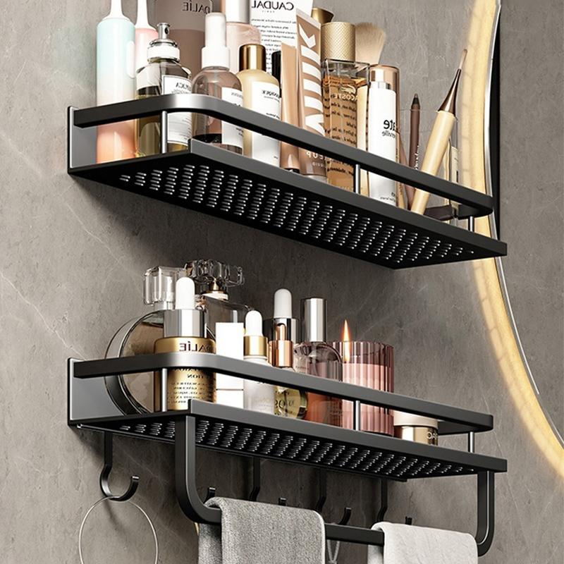 Bathroom Rack Bathroom Shelf Toilet Space Aluminum No Drill Hanging Rack Bathroom Organizer Hang On the Wall