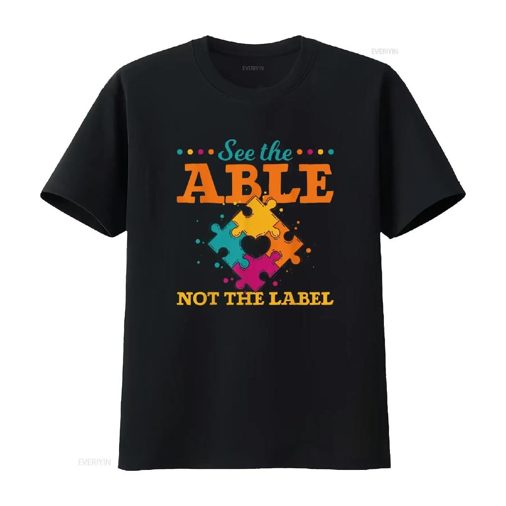 See The Able Not Label Puzzle Pieces Autism Aw Womens T Shirt featuring Unique Print vintage Washed Stylish graphic