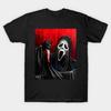 Мужская черная футболка с принтом Scream Печать на трансферной бумаге без вырезания Хлопковая футболка(3)