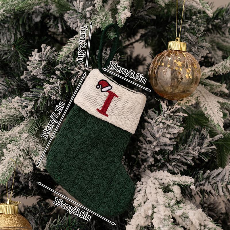 Christmas Stocking Knitting Snowflake Letter Socks Christmas Decoration For Home Christmas Alphabet Knitting Sock New Year  Gift