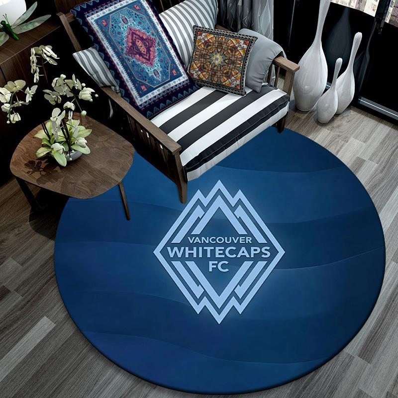 Vancouver Whitecaps Football Club Round Area Rug,Carpet Rug for Living Room Bedroom Sofa Playroom Decor,Non-slip Floor Mat
