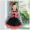 Girls Halloween Circus Ghost Clown Dress Kids Role Play Costume Carnival Party Performance Outfit