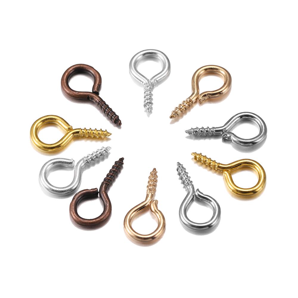 200pcs Small Tiny Mini Eye Pins Eyepins Hooks Eyelets Screw Threaded Clasps Hooks DIY For Jewelry Making Accessories Wholesale