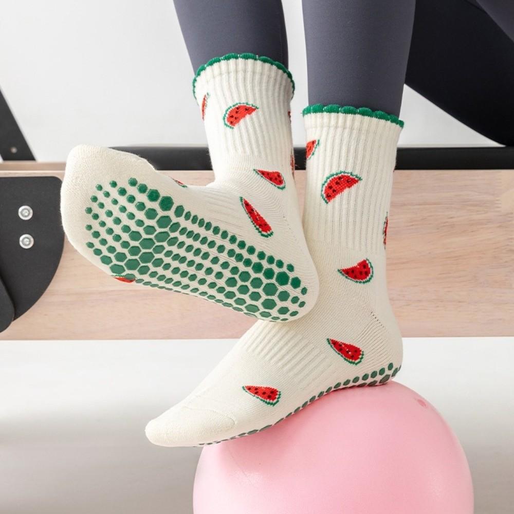 Cartoon Embroidery Pilates Socks Non-Slip Floor Socks Fashion Yoga Socks for Women