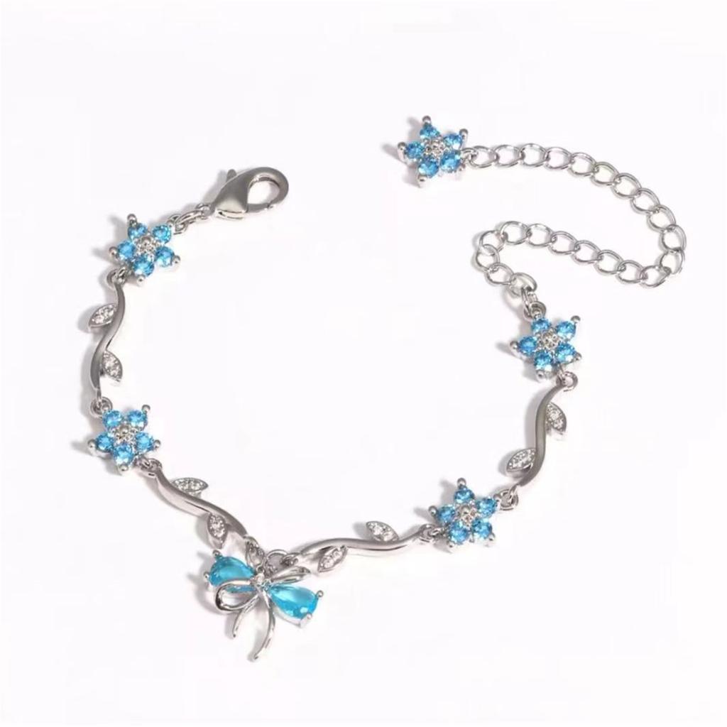 Милый и Цветочный Браслет из Меди с Цирконом в Виде Бабочки, Подарок на День Святого Валентина