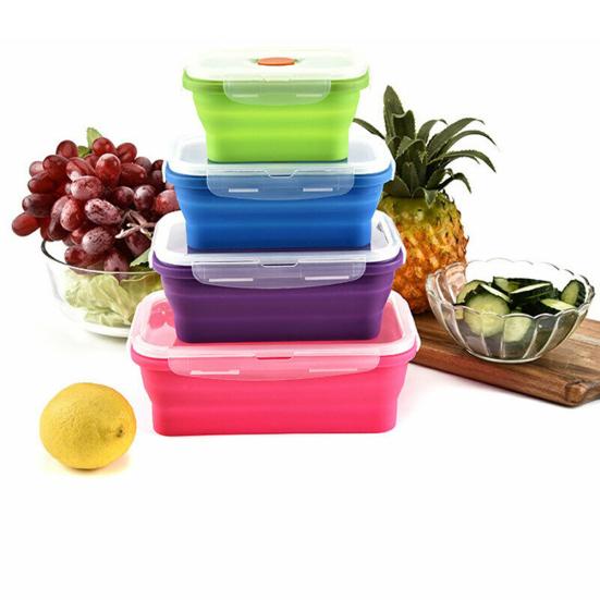 Силиконовый складной складной контейнер для обеда Bento Box, контейнер для хранения еды, салата