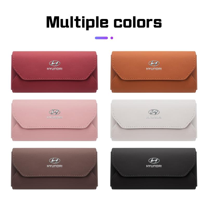 For Hyundai I40 I30 ix35 Tucson Santa Fe Elantra Azera Kona Leather Car Glasses Case Portable Sun Visor Sunglasses Holder DD4