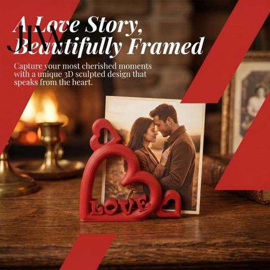Подарок для пары на годовщину, Фоторамка-сердце с тиснеными буквами LOVE, 3D-печатный вертикальный слот, Свадебный знак на стол, Декор для стола, Фото