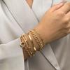 Punk Sweet Cool Geometric Hollow Chain Bracelet Set Hip Hop Simple Flat Snake Bone OT Buckle Bracelet