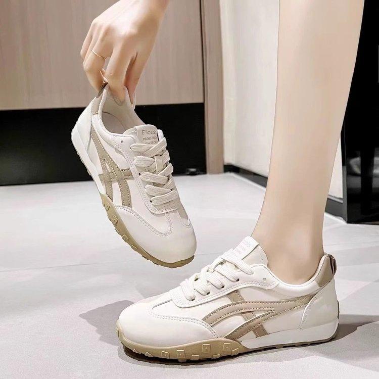 Retro striped German training shoes women's summer breathable mesh inner height increase versatile commuter shoes sports
