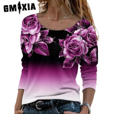 Женские модные повседневные свободные летние весенние футболки и топы с круглым вырезом с длинными рукавами