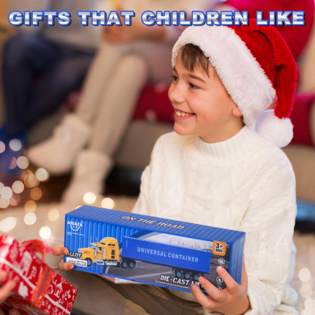 AIUAZA 165 Truck Model, Disassembly Cargo Container Model, Kids Truck Toy Model, Alloy Truck, Semi Truck, Boys Trailer Toy