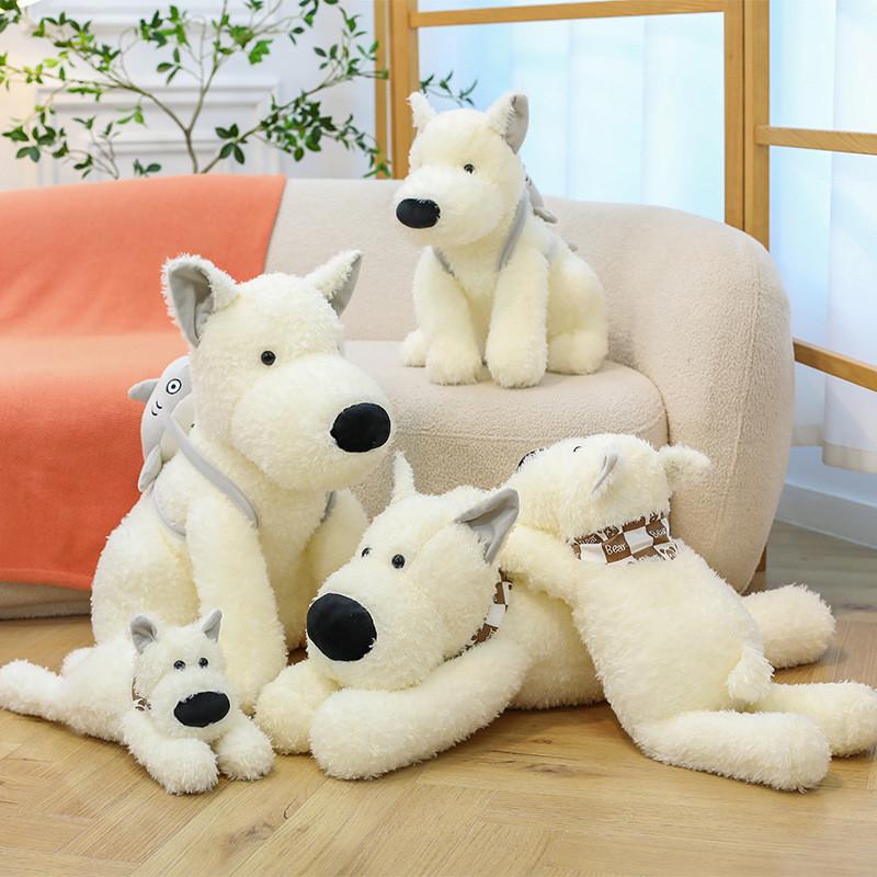 White West Highland Terrier With Shark Scarf Plush Toy Stuffed Animal Dolls