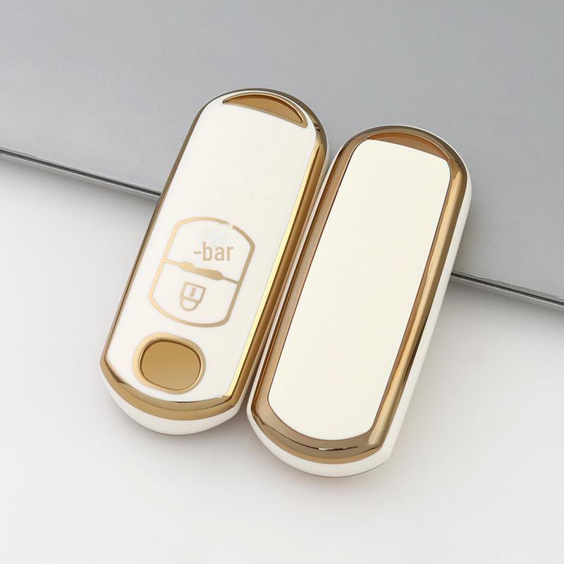 Чехол для ключа с золотой оправой для 2-кнопочных/3-кнопочных моделей Mazda CX-30, Atez, CX-4, CX-5, CX-8