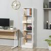 Bookshelf Storage Shelf With 5 Open Compartments Simple Modern Design White And Oak