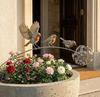 Metal flower with colorful wind crafts three-dimensional dandelion bird